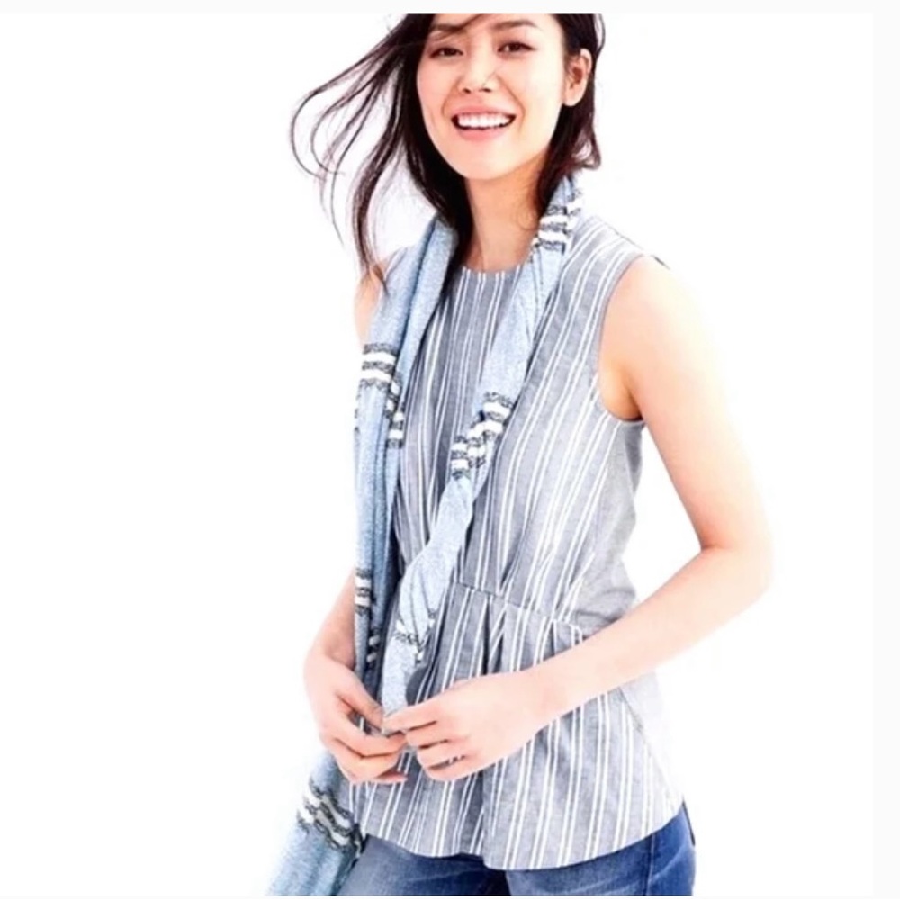 J. Crew Sleeveless Cotton Top Blue Grey Size 6